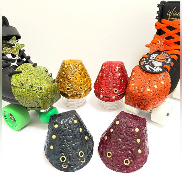 Purple Skeleton Leather Toe Guards for Roller Skates Toe Caps - Picture 12 of 12